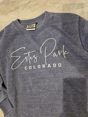 Estes Park Colorado Womens Heather Blue Crewneck Sweatshirt